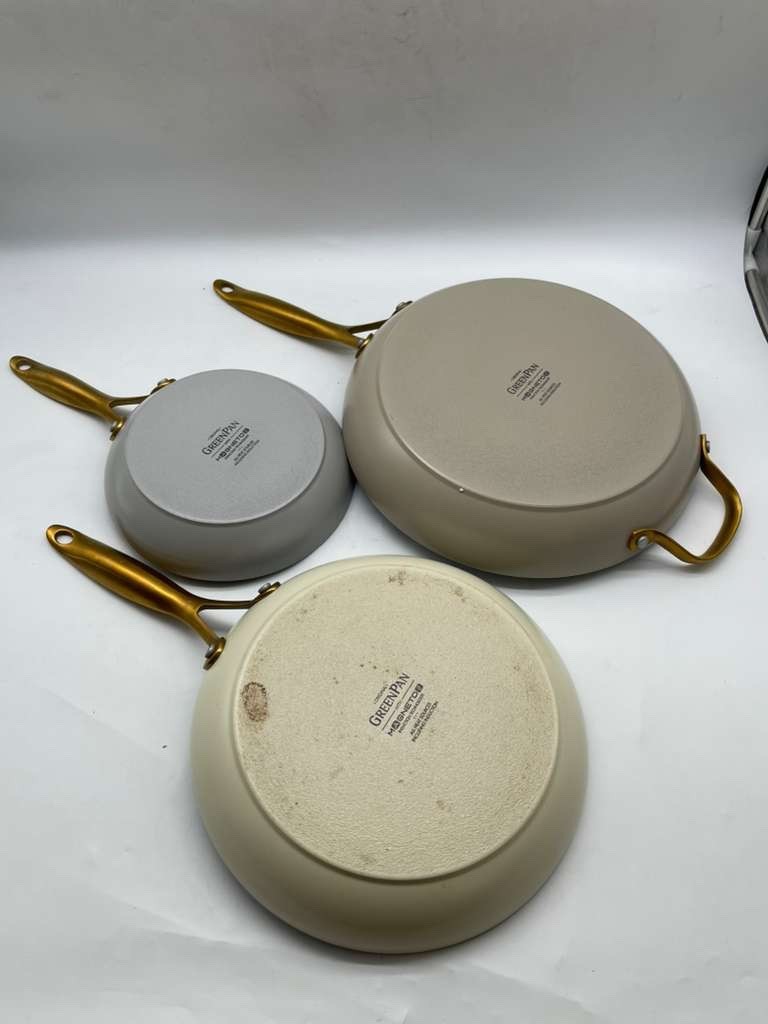 GreenPan Jewel Pro Hard Anodized Ceramic Nonstick 3-Piece Fry Pan Set- USED