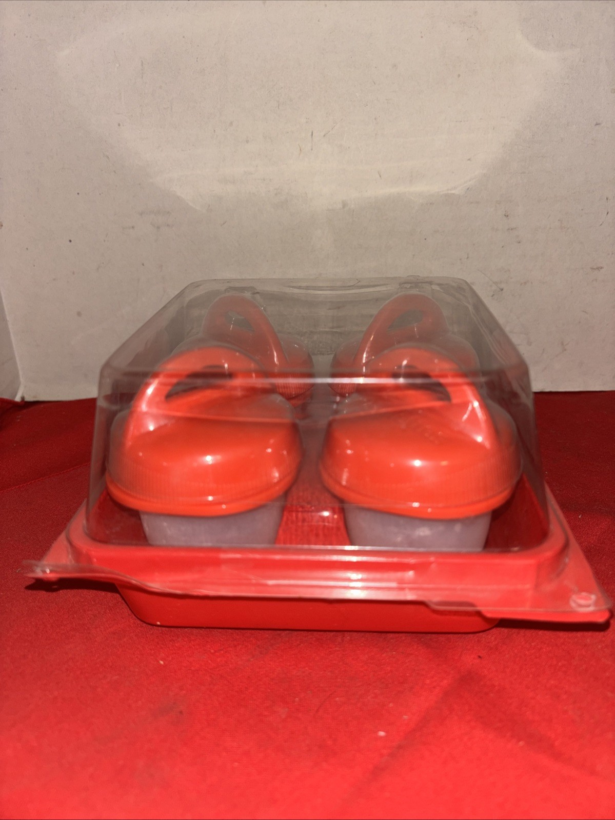 Egglettes 4pcs Egg Cookers Hard Boiled~Silicone/Plastic Red