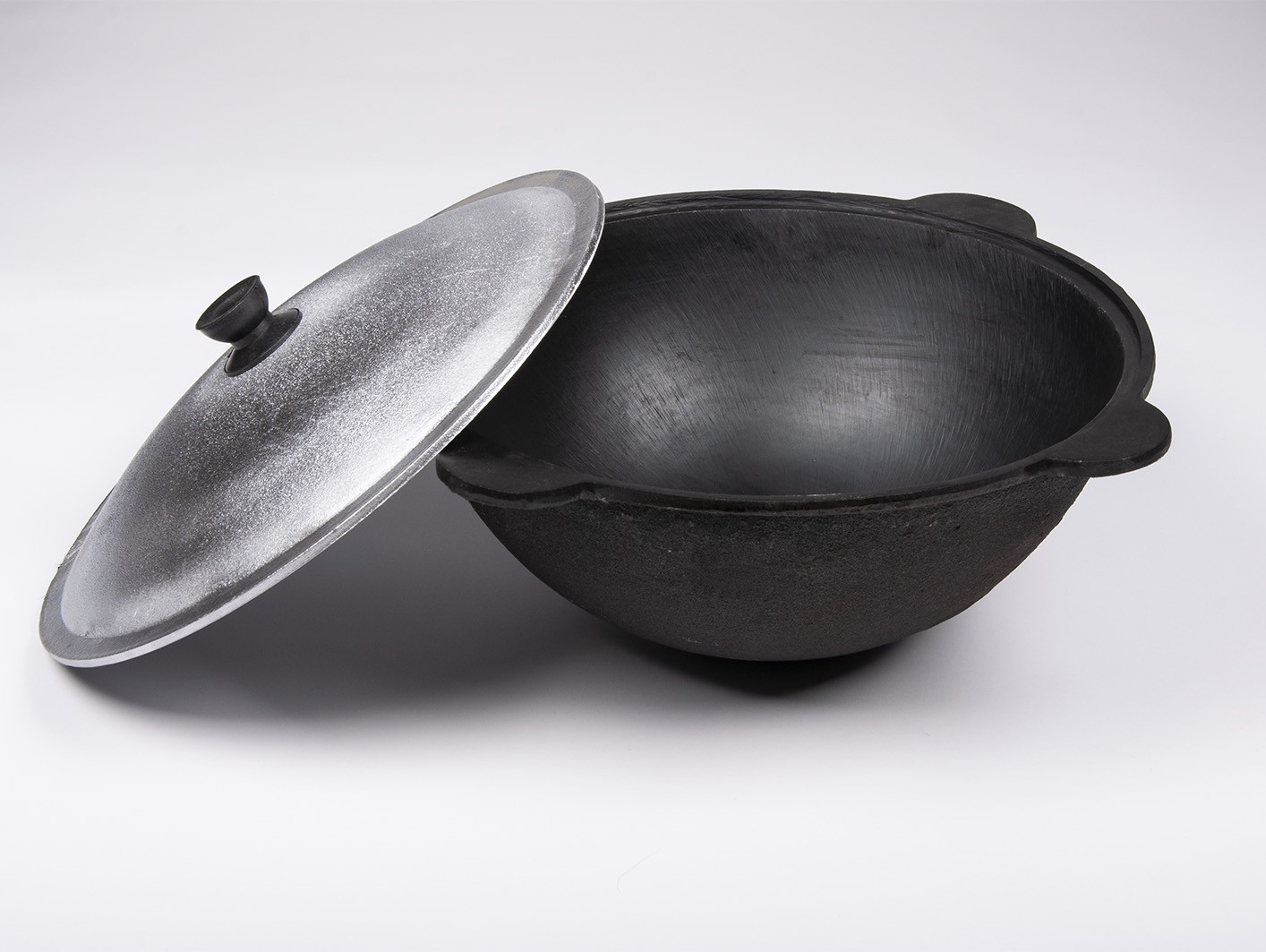 Authentic Uzbek Kazan 16L & Uchag Stove Set | 46cm Cast Iron Cauldron Plov Pot