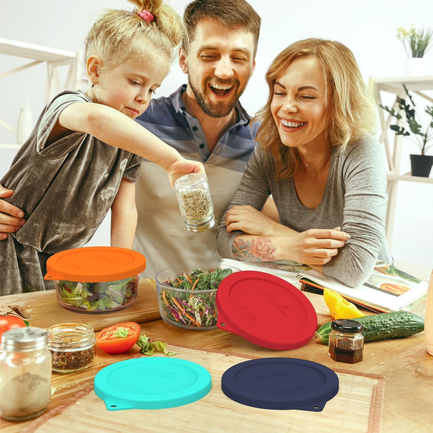 4 Cup Round Silicone Storage Cover Lids Replacement for Anchor Hocking and Py…