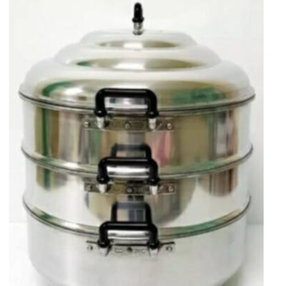 Thai Traditional Aluminum Cookware Crocodile BrandSteamer Pot 3 tier 34 cm