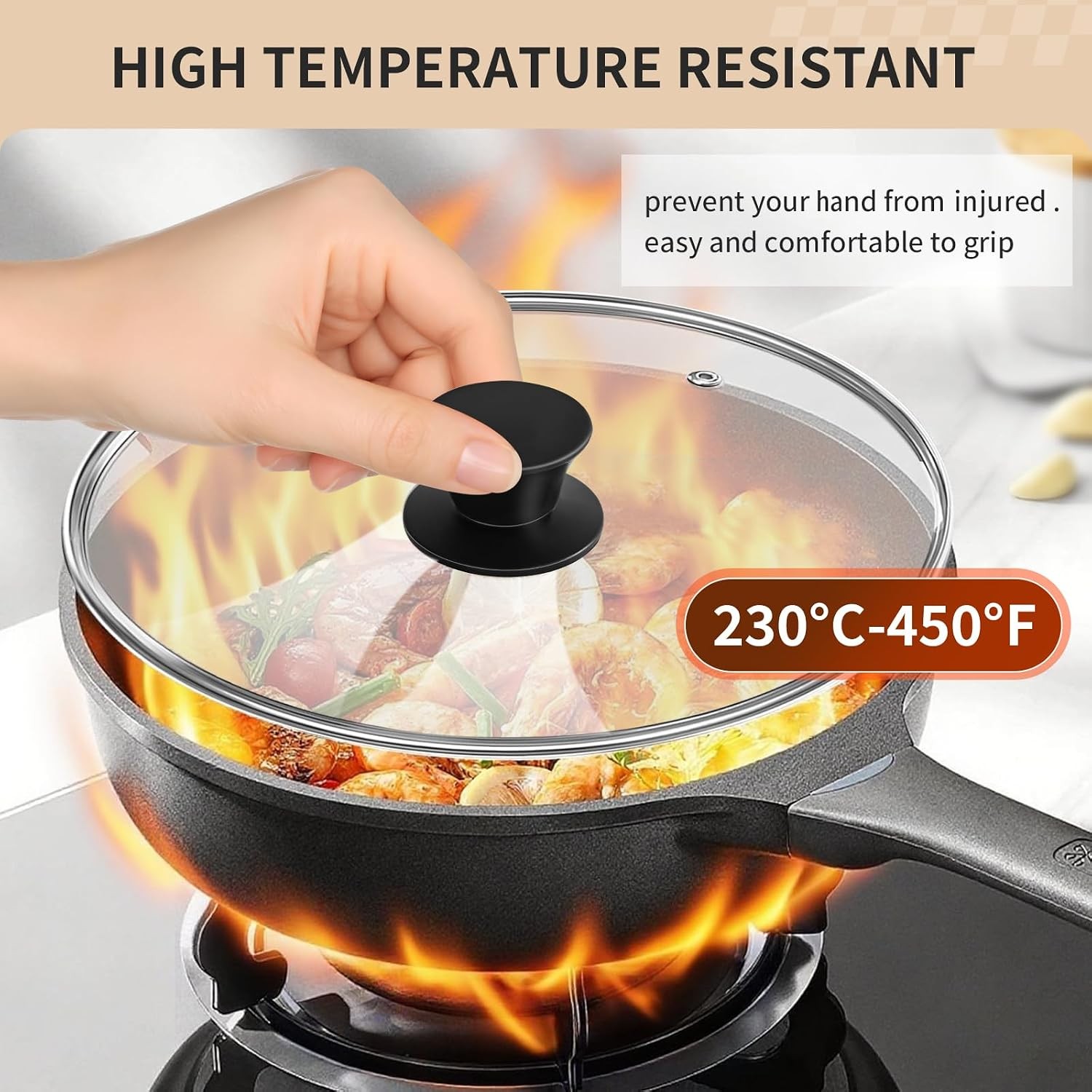 2PCS Silicone Pot Lid Knobs, Heat Resistant and Non Slip Universal Replacement