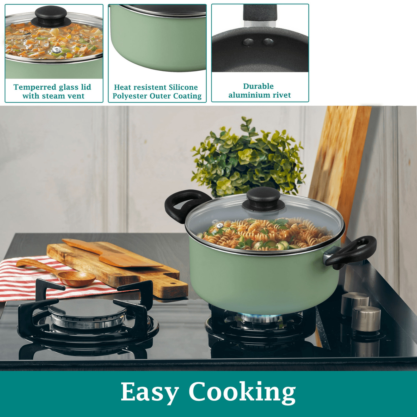Mainstays 7-Piece Non-Stick Aluminum Cookware Set Pots and Pans Collection