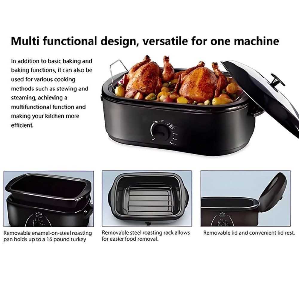 Electric Roaster Oven 16 Quart, Self-Basting Lid & Steel Rack, Countertop Cooker