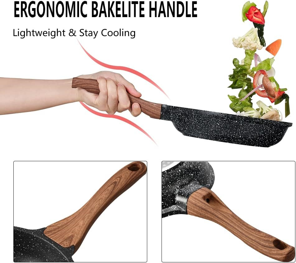 ESLITE LIFE Frying Pan Set Nonstick Skillet Set Egg Omelette Pans, Healthy