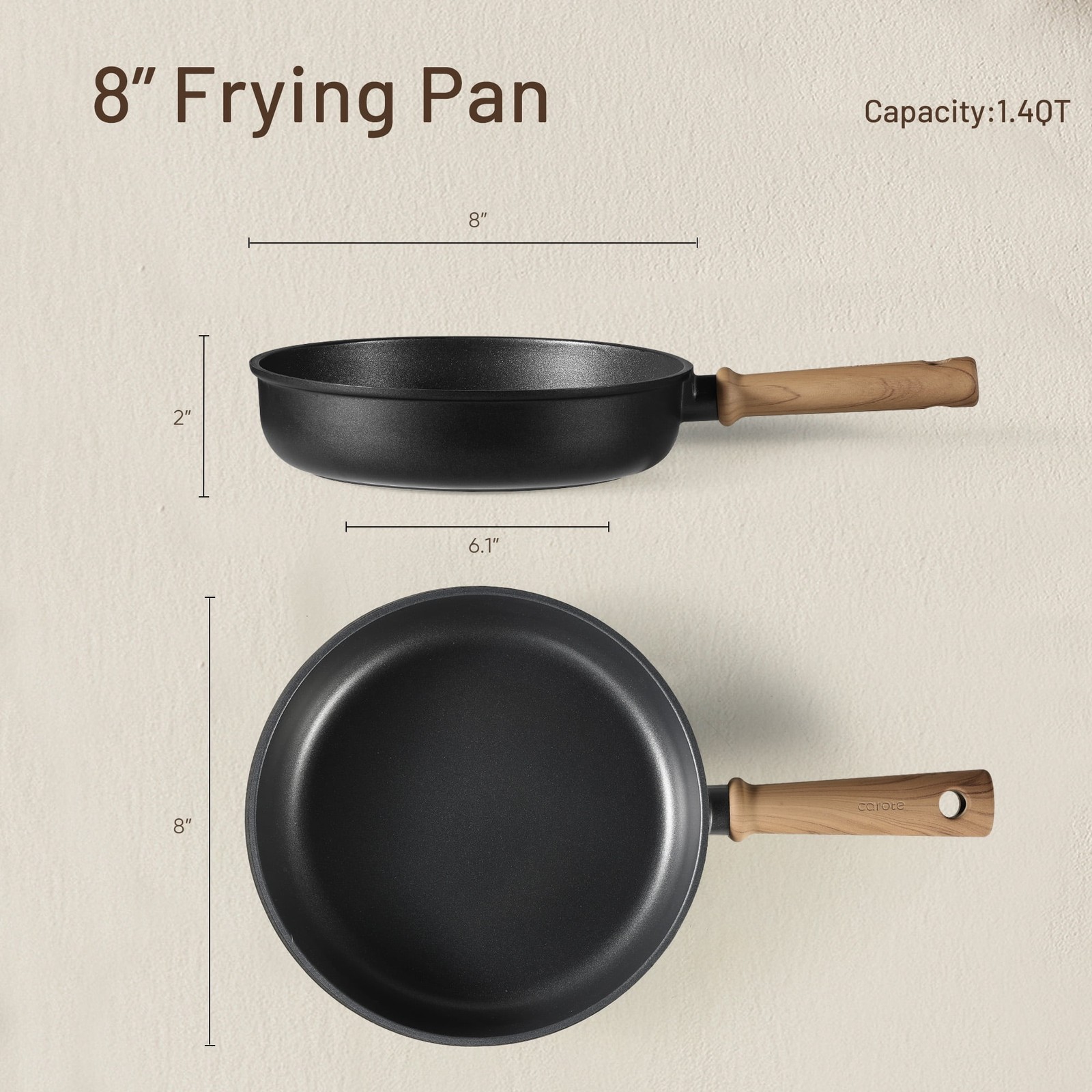 Titanium Nonstick Frying Pan Skillet, 8″ Nonstick Fry Pan Without Glass Lid