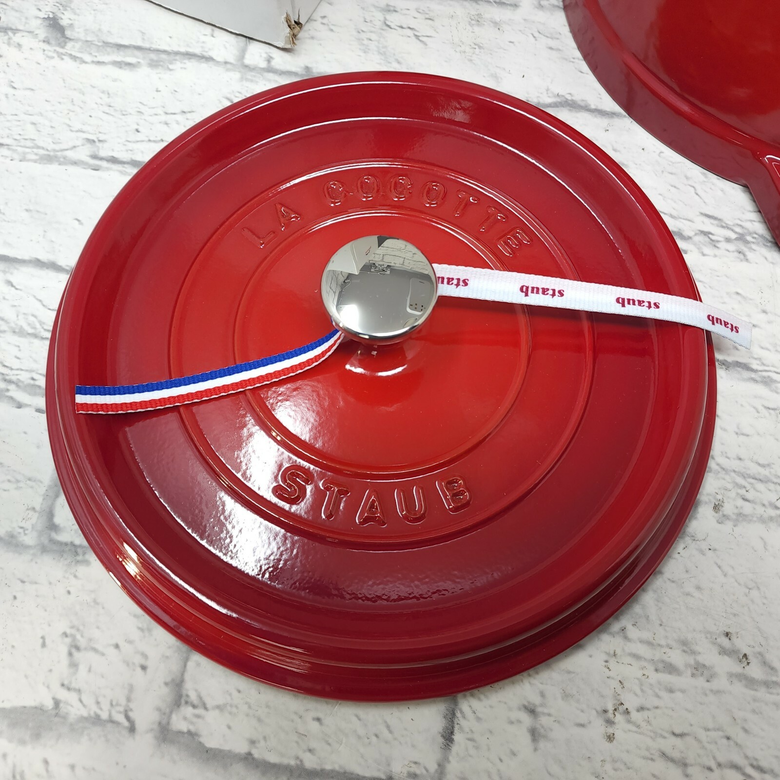 Staub 4 Quart Round Enameled Cast Iron Cocotte, Red Cherry