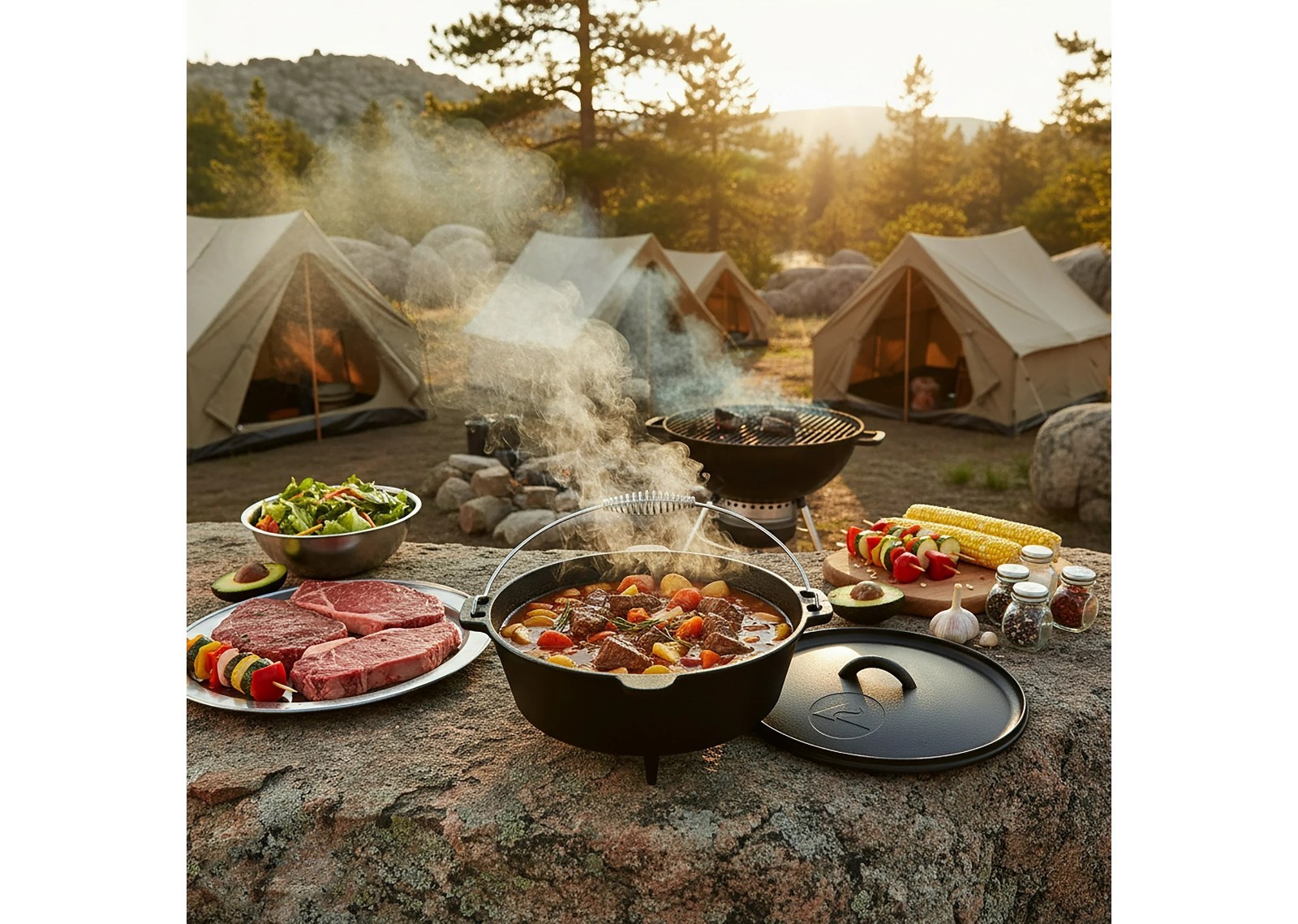 OZARK TRAIL 5-Quart Pre-Seasoned Cast Iron Dutch Oven with Spiral Bail Handle