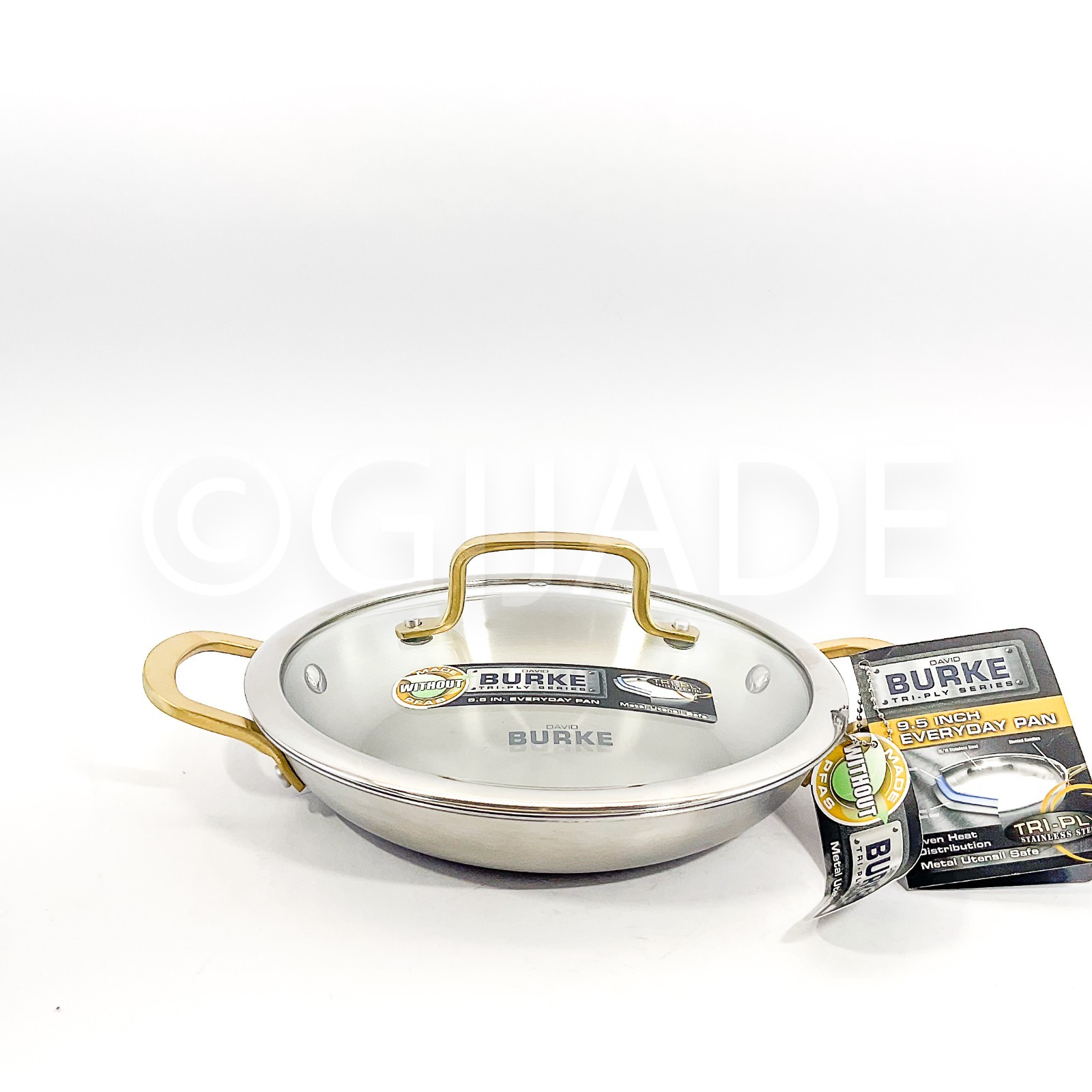 David Burke Splendor Series Everyday Pan 9.5″ Pot lid cookware Silver & Gold