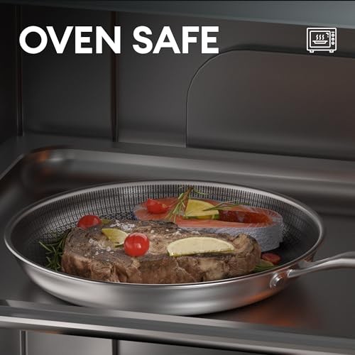 12-Inch Pan, Hybrid Nonstick Frying Pan – 3-Ply Clad Stainless Steel 12 Inch