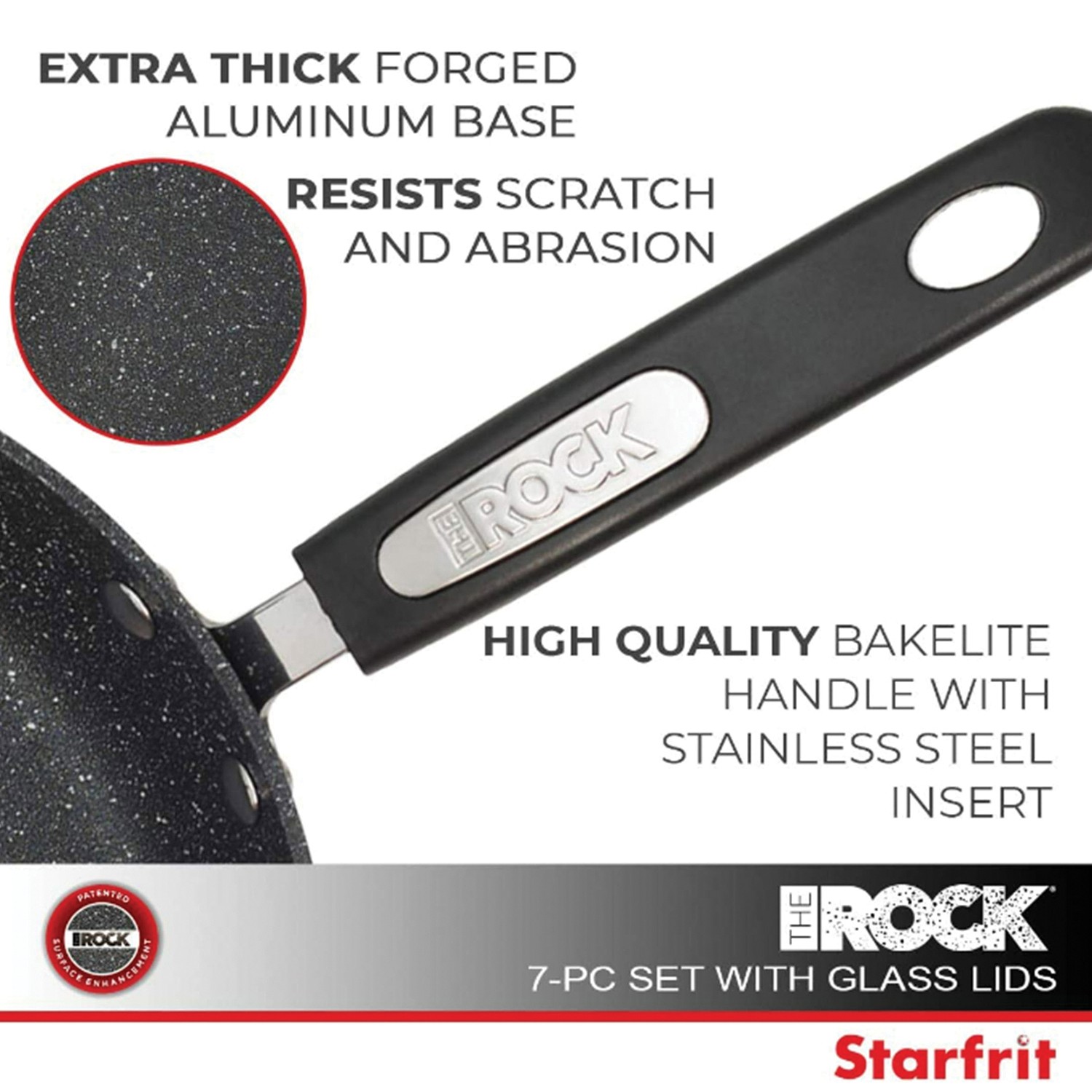 THE ROCK BY STARFRIT 030903-002-0000 7-Piece Cookware Set w/Bakelite…