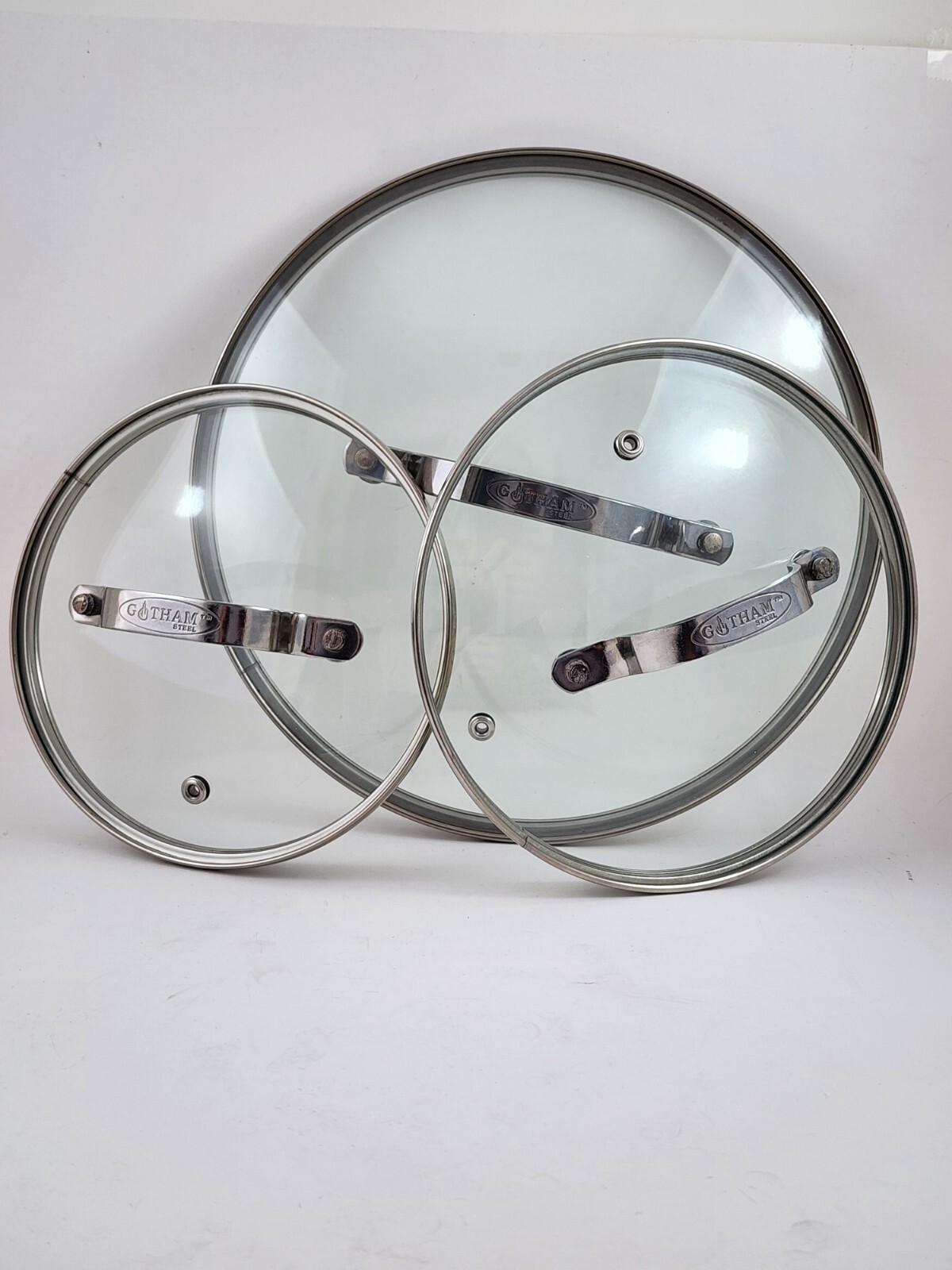 Gotham Steel Replacement Lid 9.25″ 7″ 6″ Tempered Glass Stainless Steel Set 3