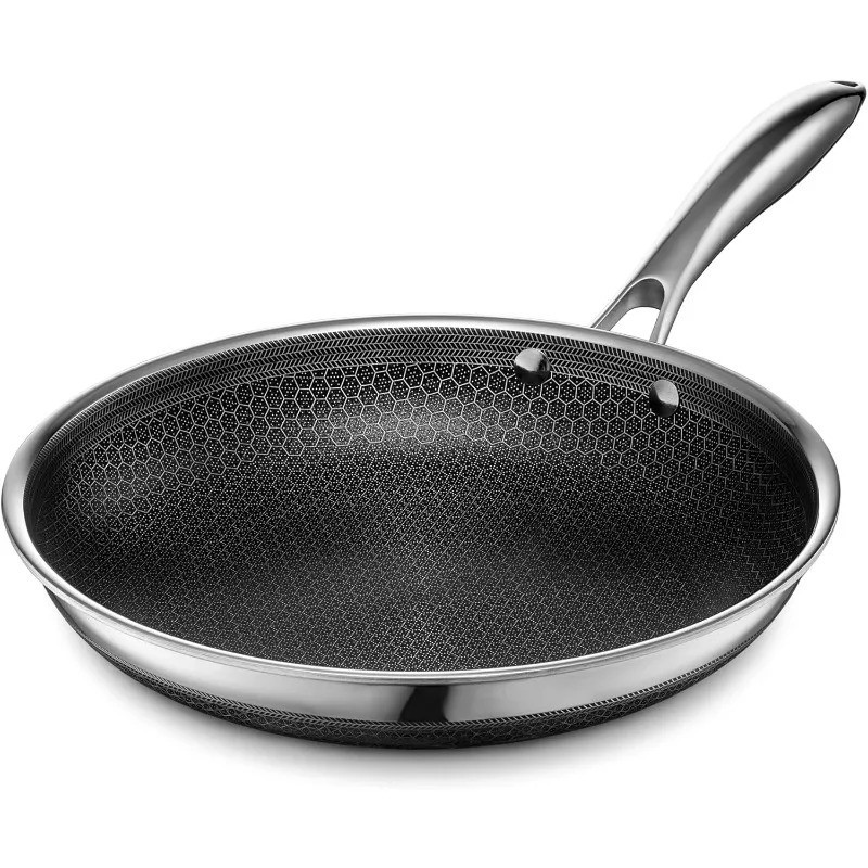 12 Inch Hybrid Stainless Steel Frying Pan Honeycomb Nonstick Skillet 30 cm
