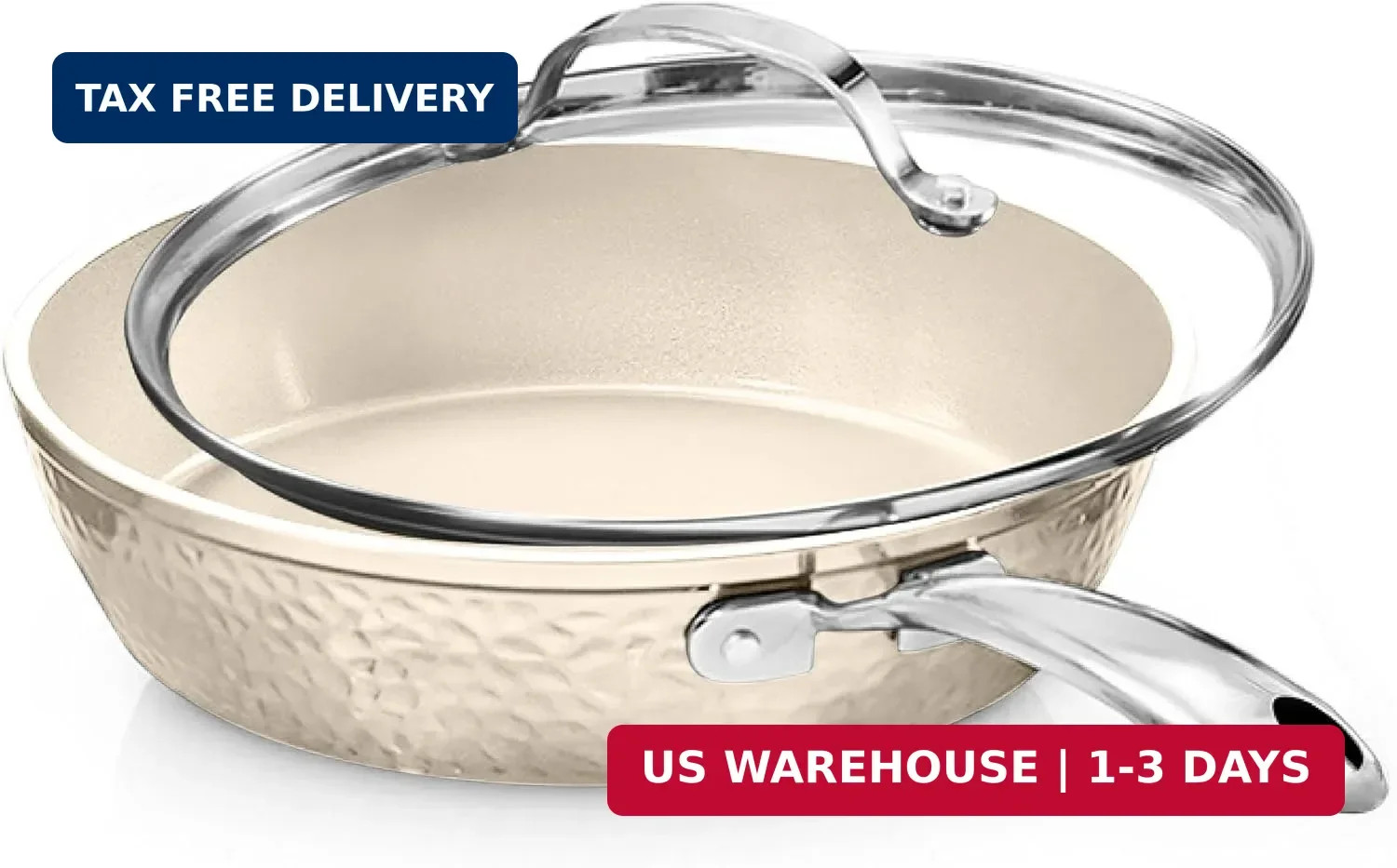 GOTHAM STEEL Hammered 10 Inch Non Stick Frying Pans with Lid, Frying Pans Nonsti