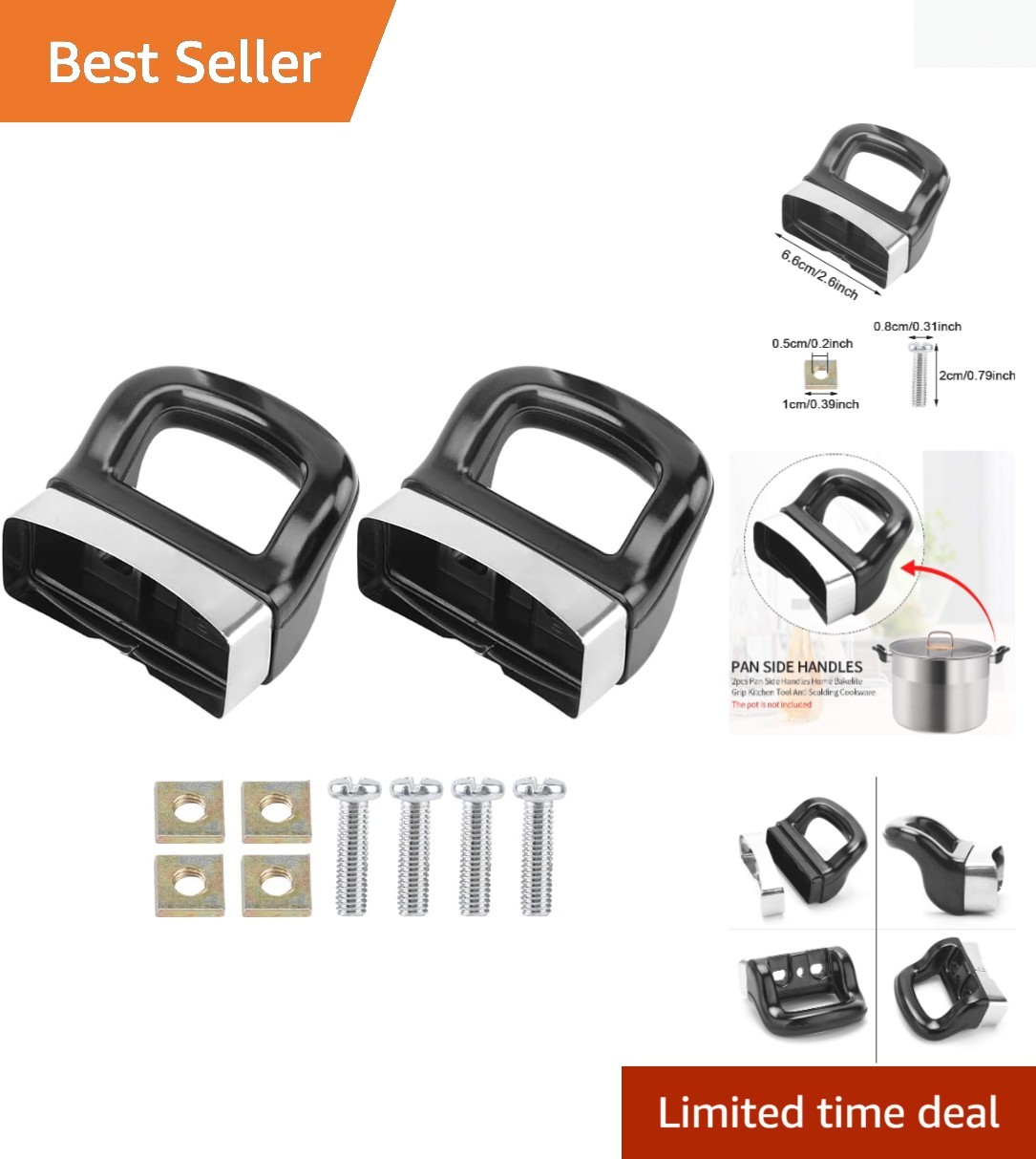 Effortless 2-Pack Side Handles for Pots – Safe Bakelite Replacement Plus Screws