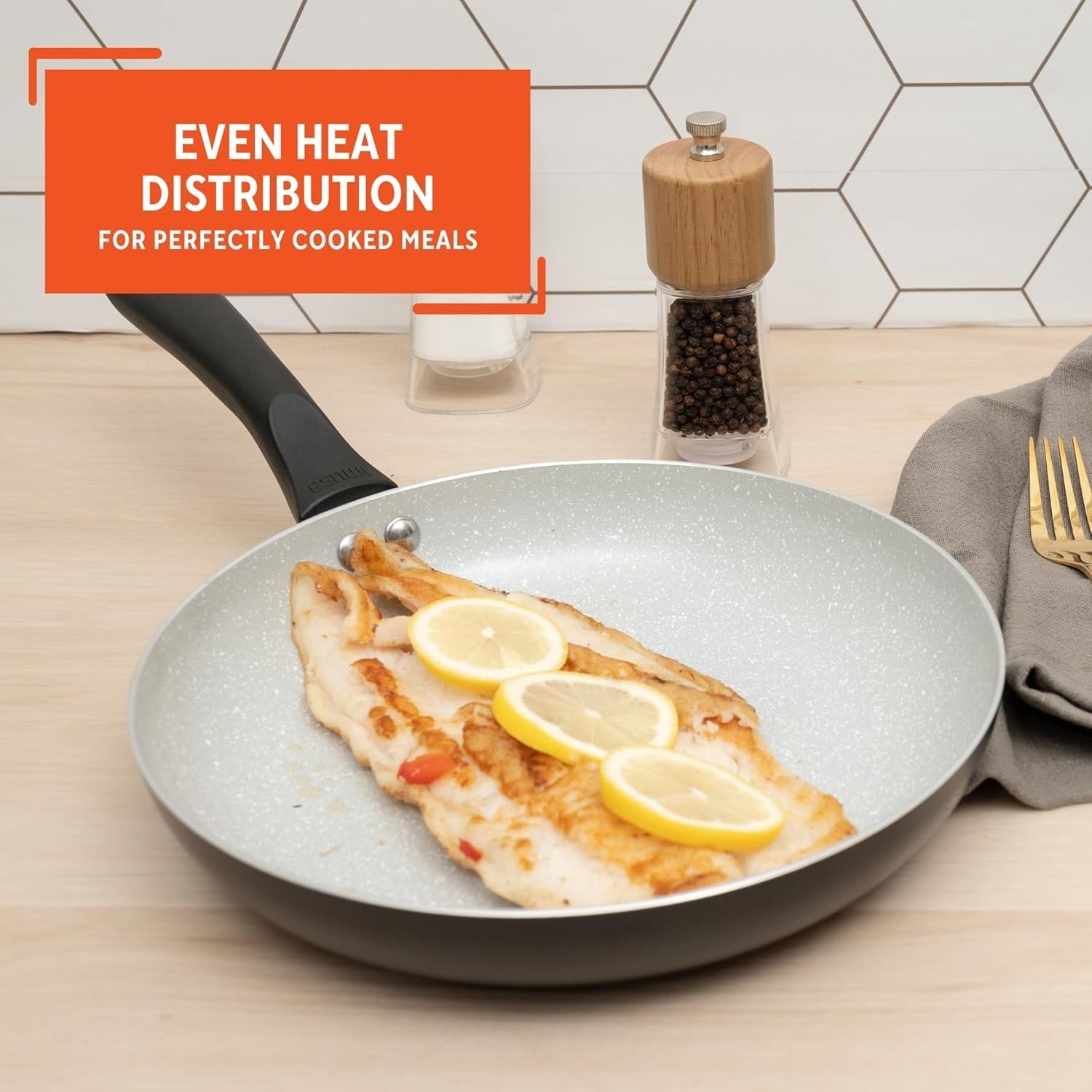 9.5-Inch Premier Ceramic Nonstick Fry Pan with Cool Touch Handle – Matte Black