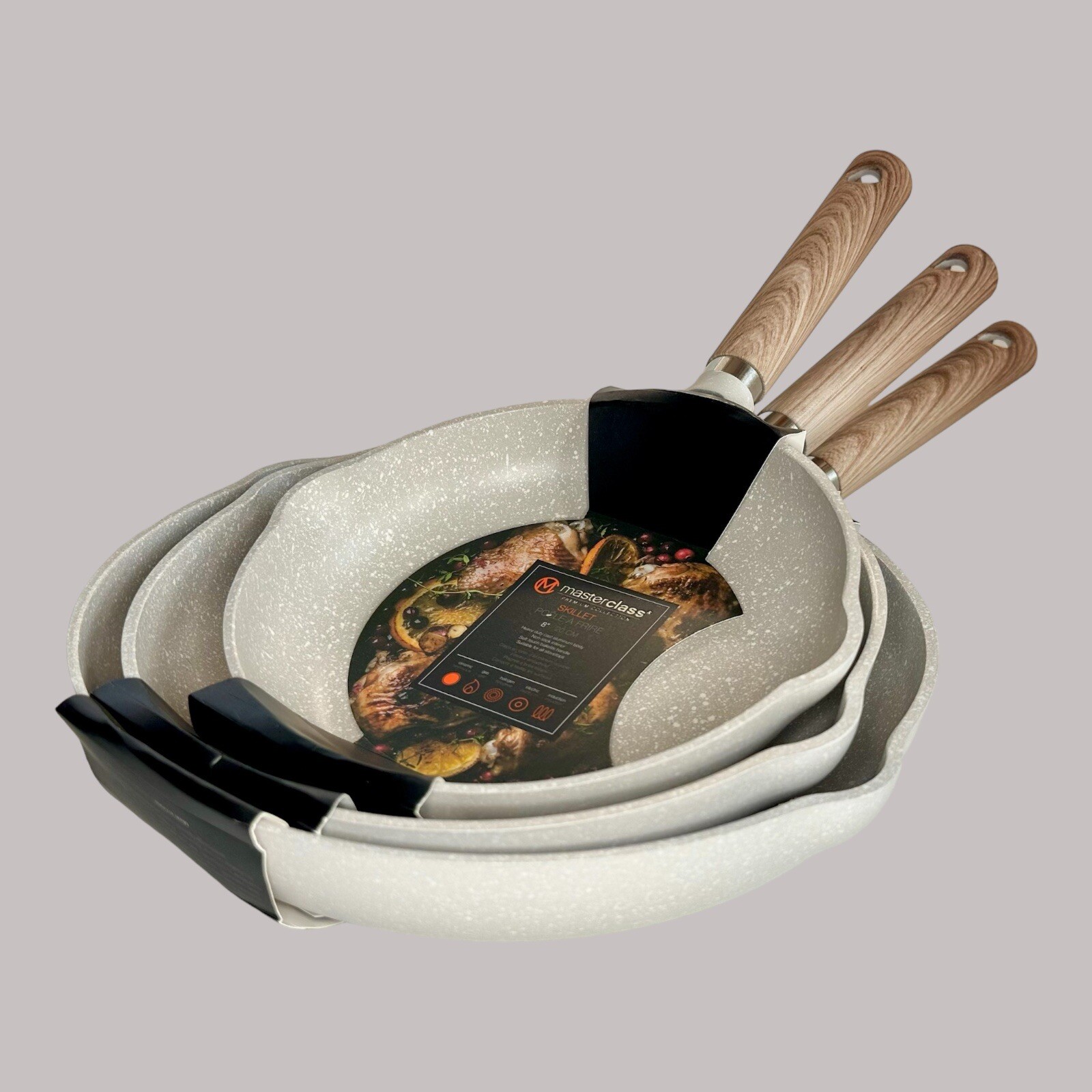 Masterclass Premium Cookware 8″ 9.5″ 11″ Skillet Frying Pans Set Of 3