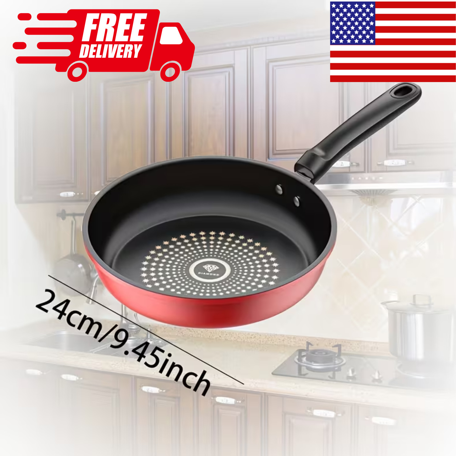 9.4″ Nonstick Frying Pan | Food-Grade Stainless Steel | Honeycomb Free spatula