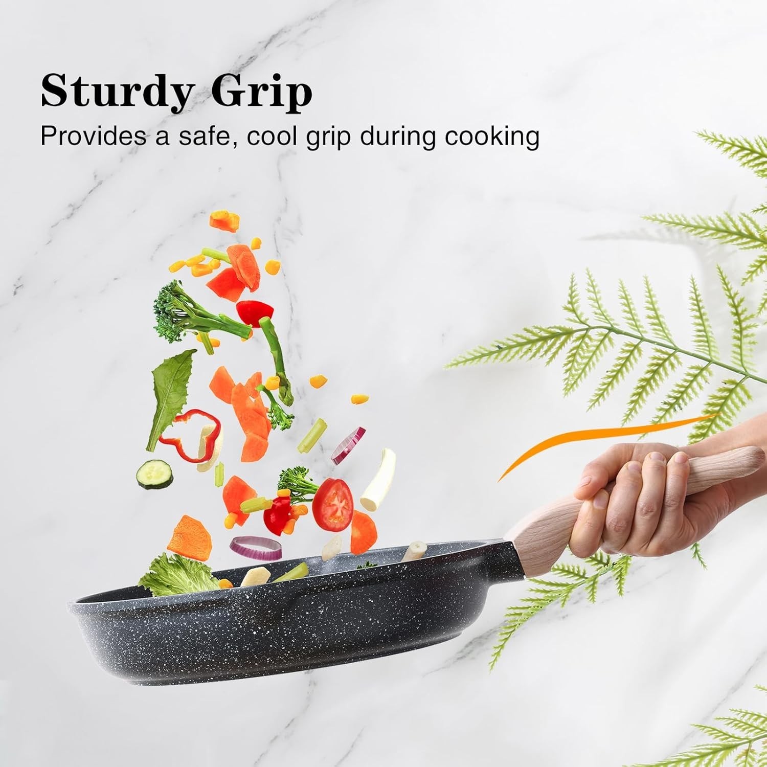 Nonstick Frying Pan, 12.5 Inch Large Skillet, Granite Cooking Pan, Healthy an…