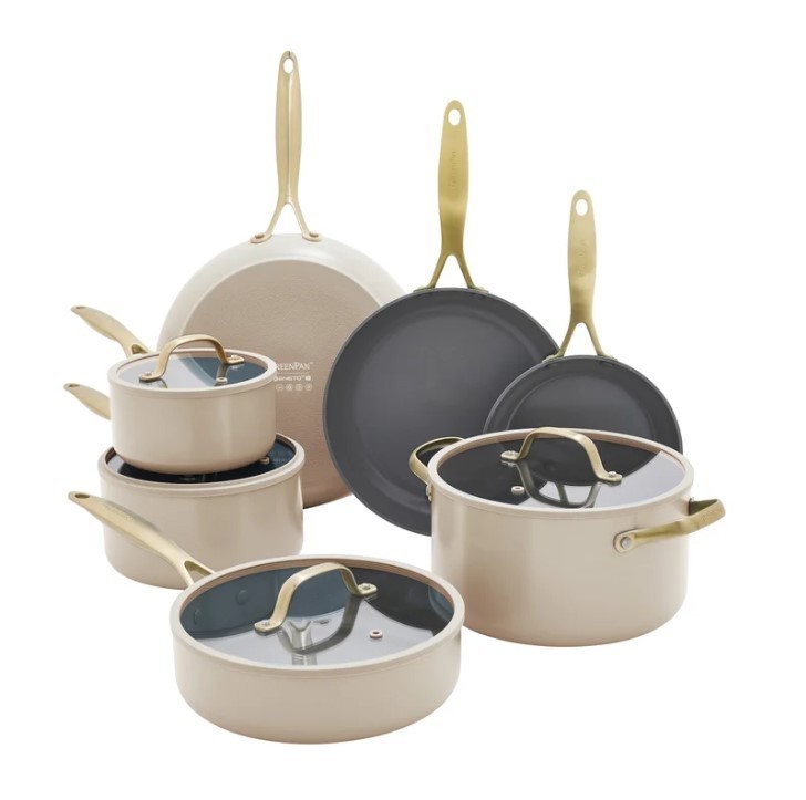 GreenPan Jewel Pro 11-Piece Cookware Set Hard Anodized Nonstick Taupe