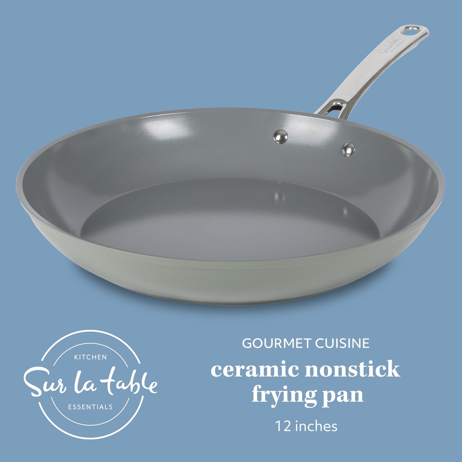 Kitchen Essentials Large 12 Inch Fry Pan PFA Free Titanium Ceramic Nonstick Inte