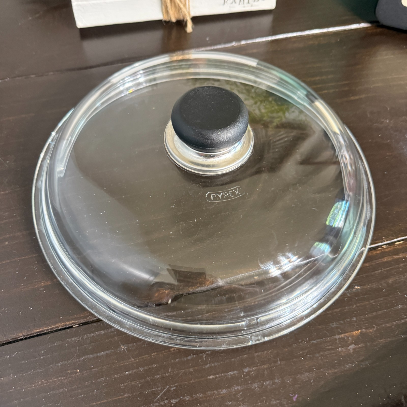 8″ Pyrex Clear Glass Replacement Cover/Lid Saucepan/Cookware Blk Plastic Knob
