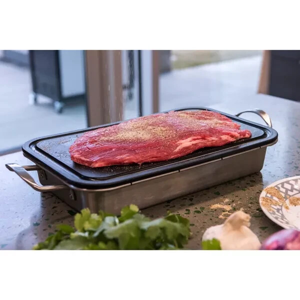 Char-Broil Grill Cookware Deep Dish Pan & Cutting Board – Silver/Black