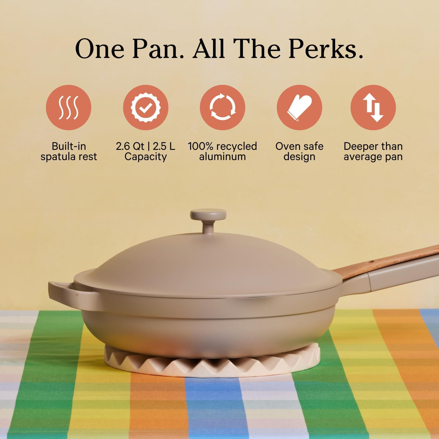 Always Pan 2.0 | 10.5″ Ceramic Pan with Modular Lid, Steamer Basket & Spatula |