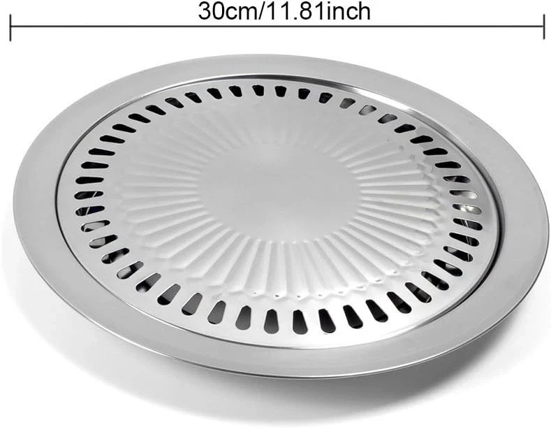 Korean BBQ Grill Pan with Grill Basket Kits,Stovetop Non-Stick Round Grill Pan