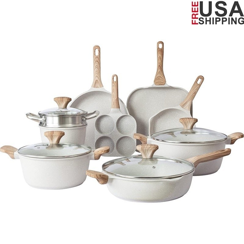Nonstick Cookware Set 13 Pc Aluminum Pots Pans Easy Clean Bakelite Handles New