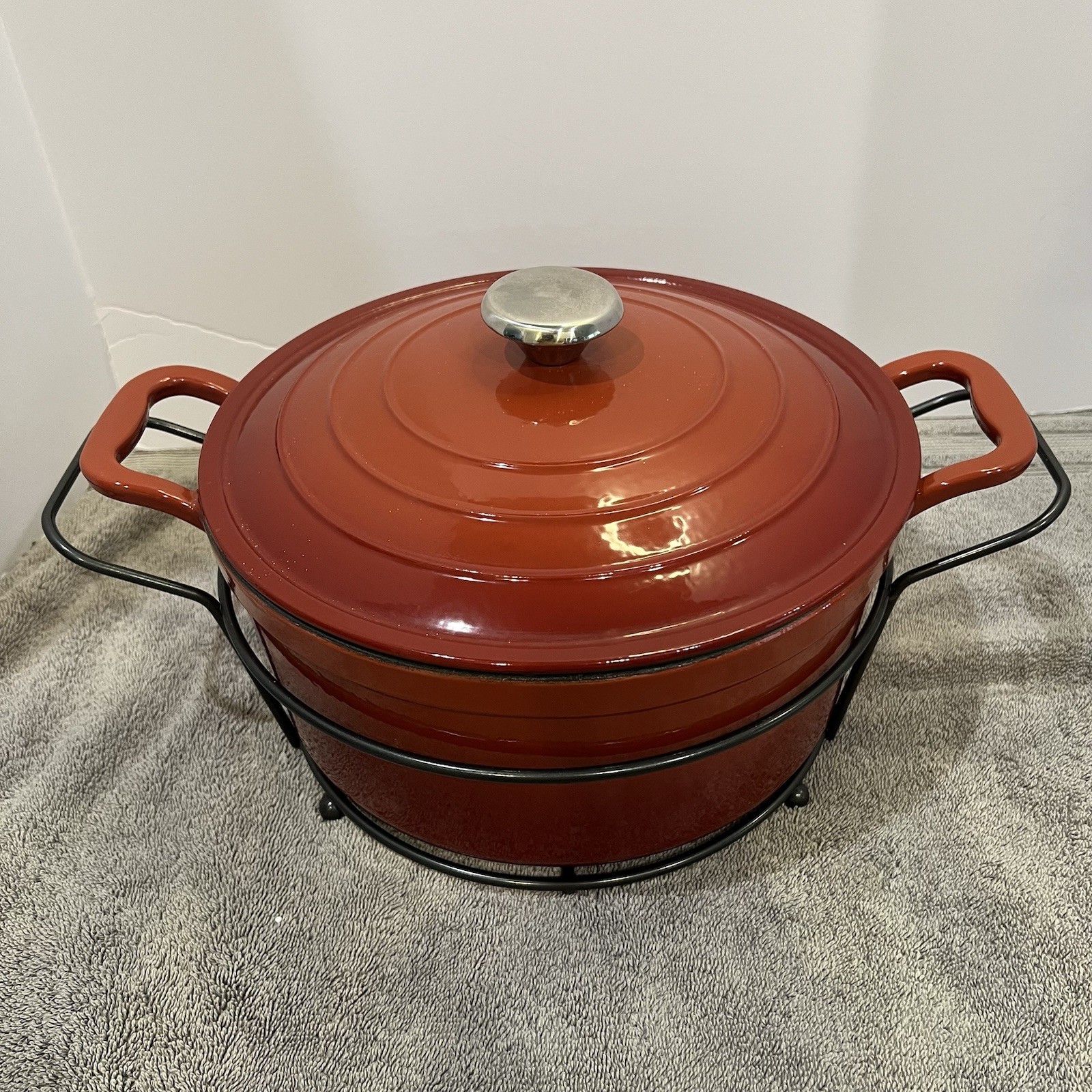 Cooks Essentials Companion Cookware Red 3 Pieces Cast Iron Enamel Dutch Oven NIP
