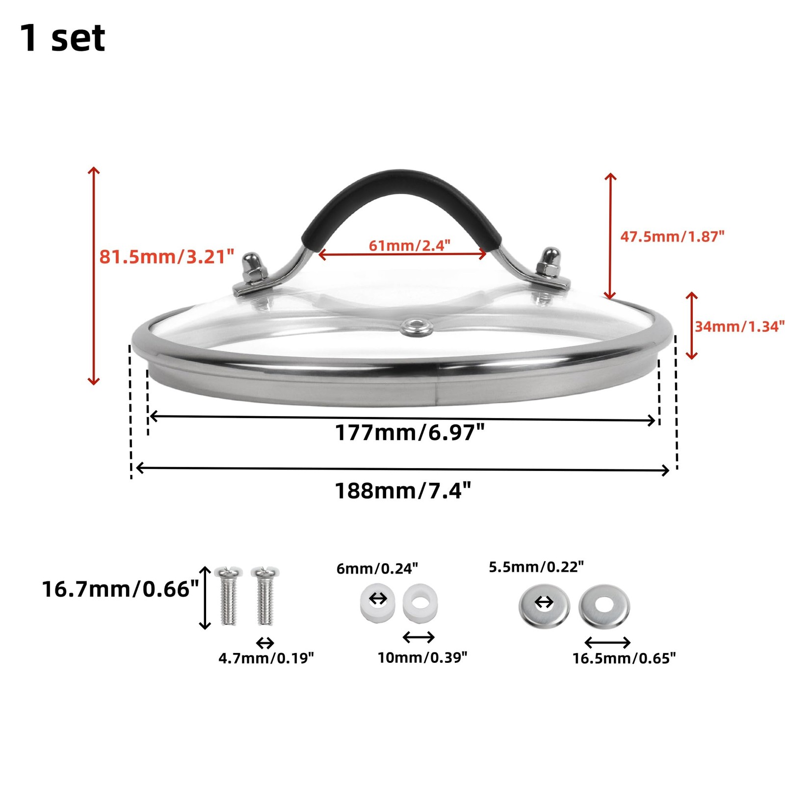 Universal Lid, 7 Inch Tempered Glass Pan Cover Designed with Steam Vent Hole,…
