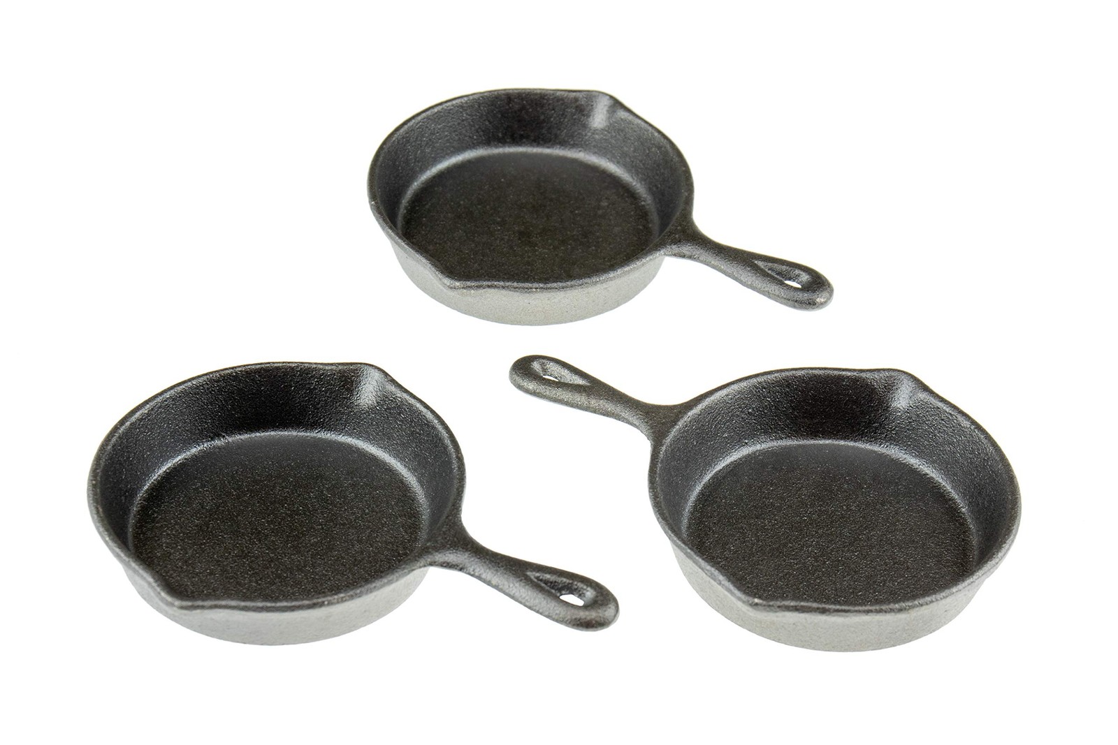 Black Heavy Duty Pre Seasoned Mini Cast Iron Skillet Oven Safe Cooker 3 PCS