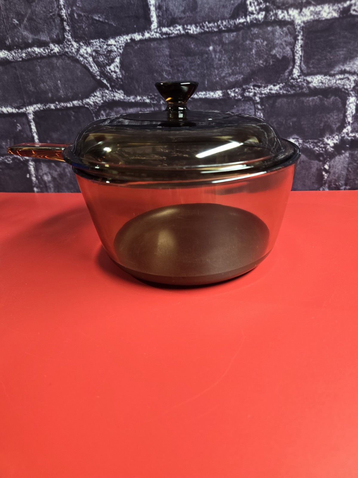 Corning Ware Visions 1.5L Amber Pan Pot with Lid USA Non Stick Vintage