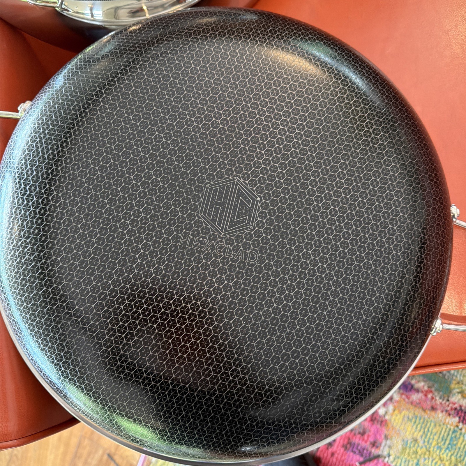 VERY NICE USED! HexClad Hybrid Nonstick 14″ Wok Stainless Steel Lid OPEN BOX