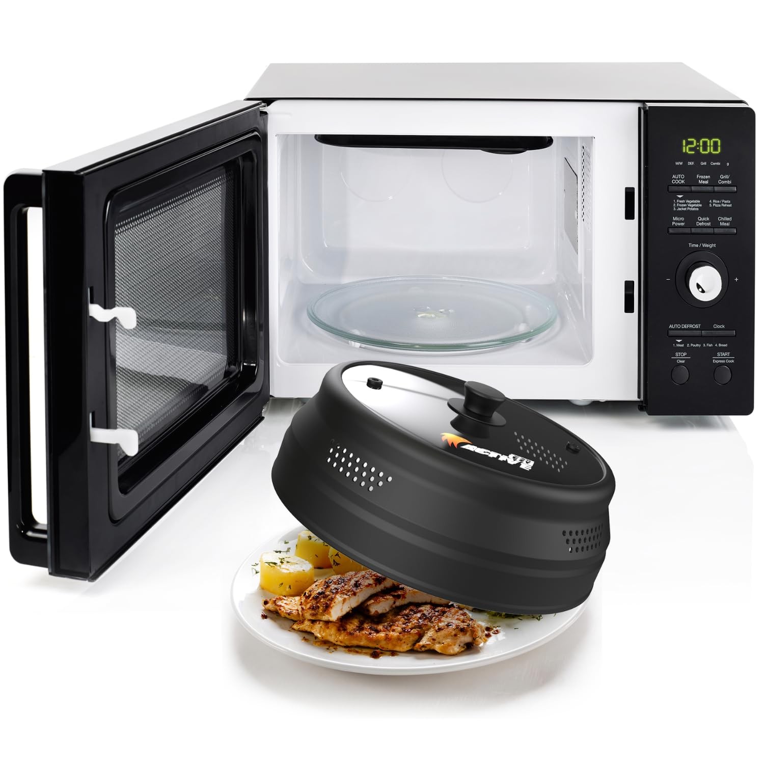 Collapsible Microwave Cover for Food Silicone and Glass Splatter Guard Lid f…