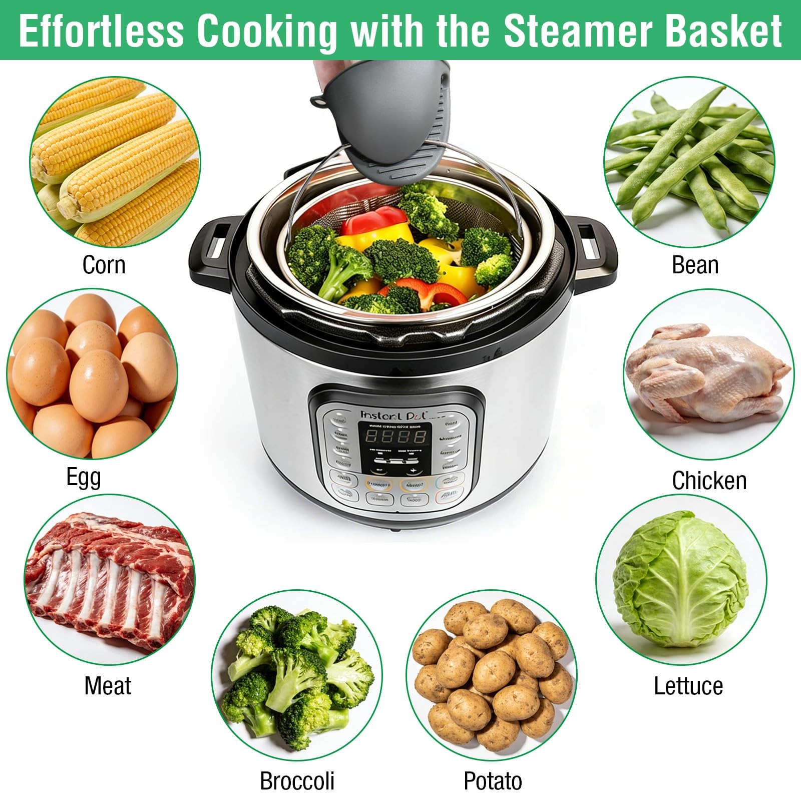 Steamer Basket for Cooking, Stainless Steel Mesh Strainer Insert for 6 qt 8 q…