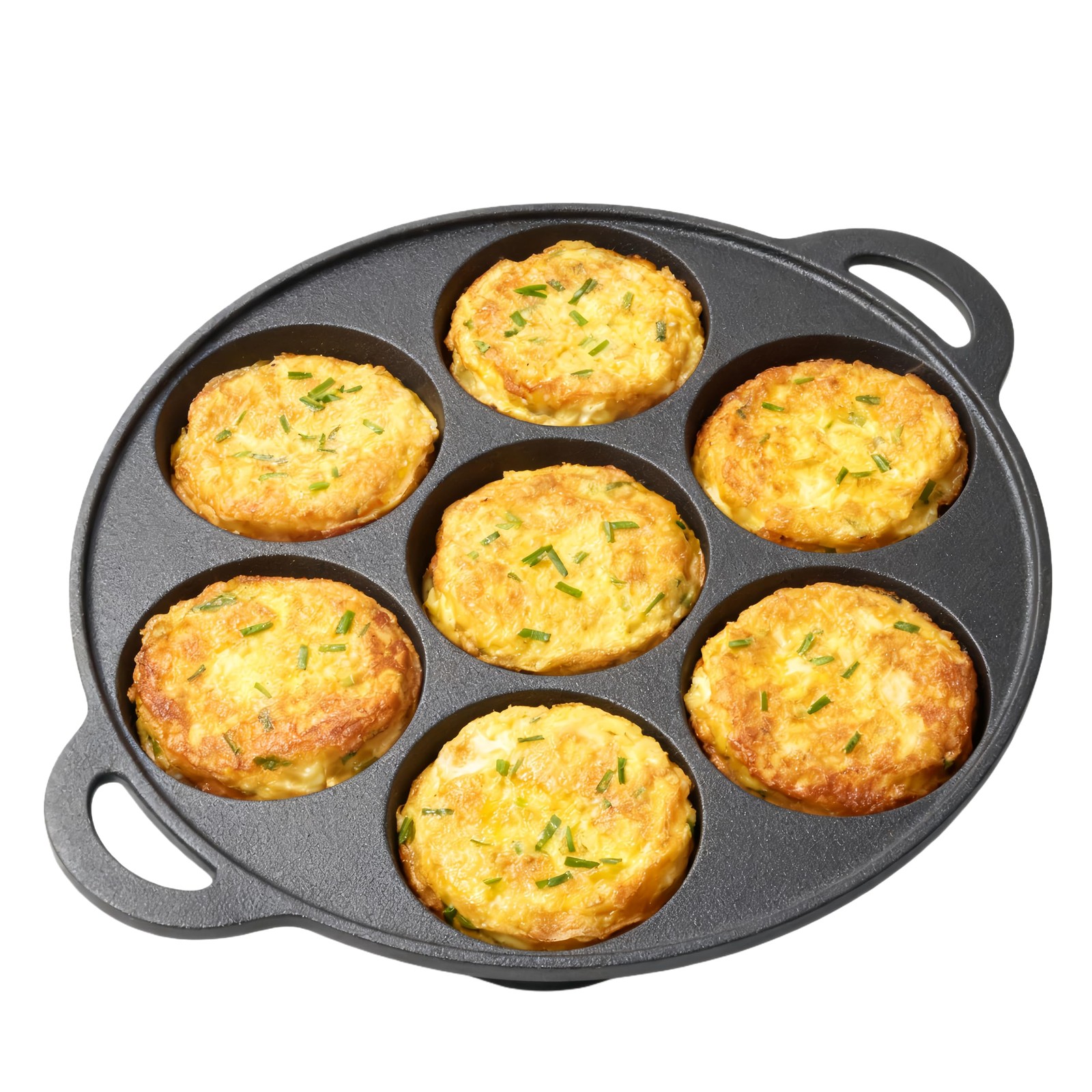 Cast Iron 7Cup Egg Pan Skillet 10 Inch Omelette Breakfast Fried Sandwiches