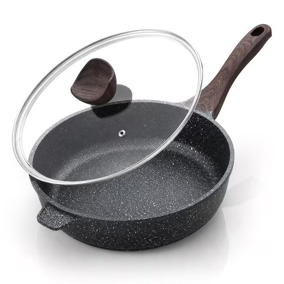 5.5-Quart Jumbo Deep Frying Pan, Nonstick Aluminum Saute Pan with Lid