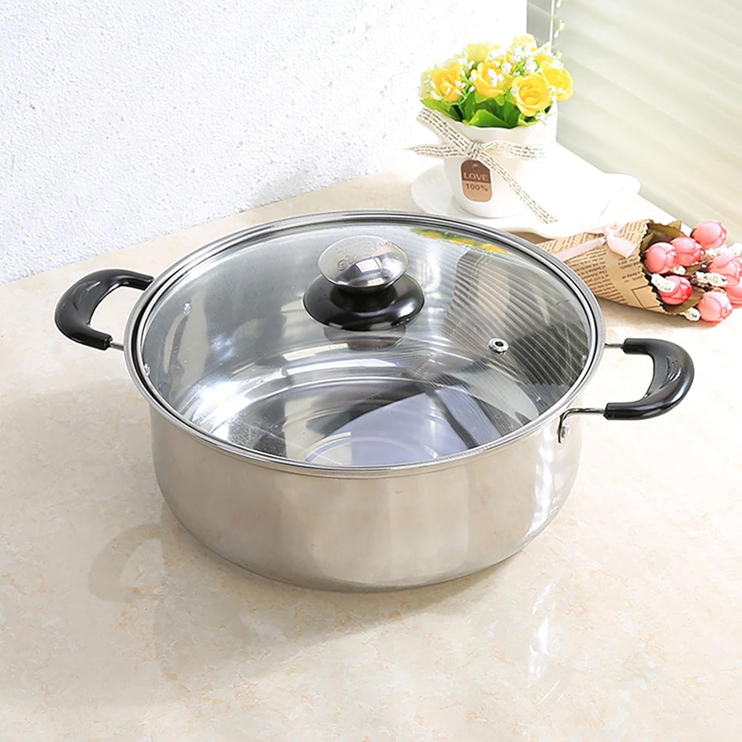 Stainless Steel Saucepan, 0.9 Quart Double Handle Milk and Soup Pot with Lid