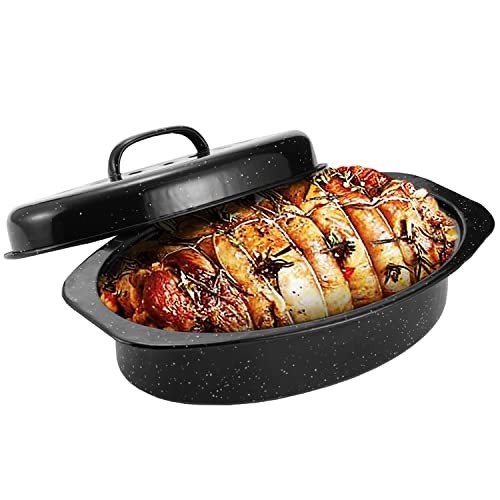 Granite Roaster Pan, Small 13” Enameled Roasting Pan with Porcelain 13INCH