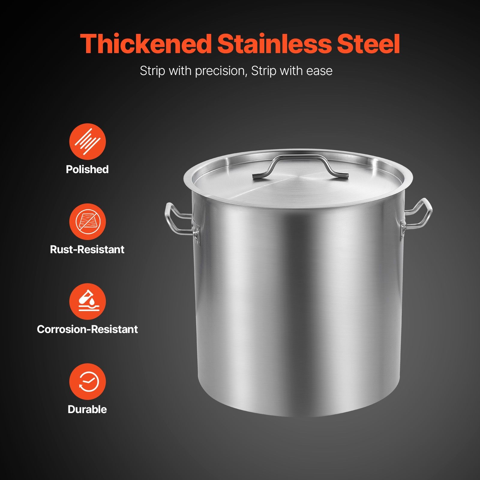 Stainless Steel Stockpot, 53 Quart Large Cooking Pots,Cookware Sauce Pot