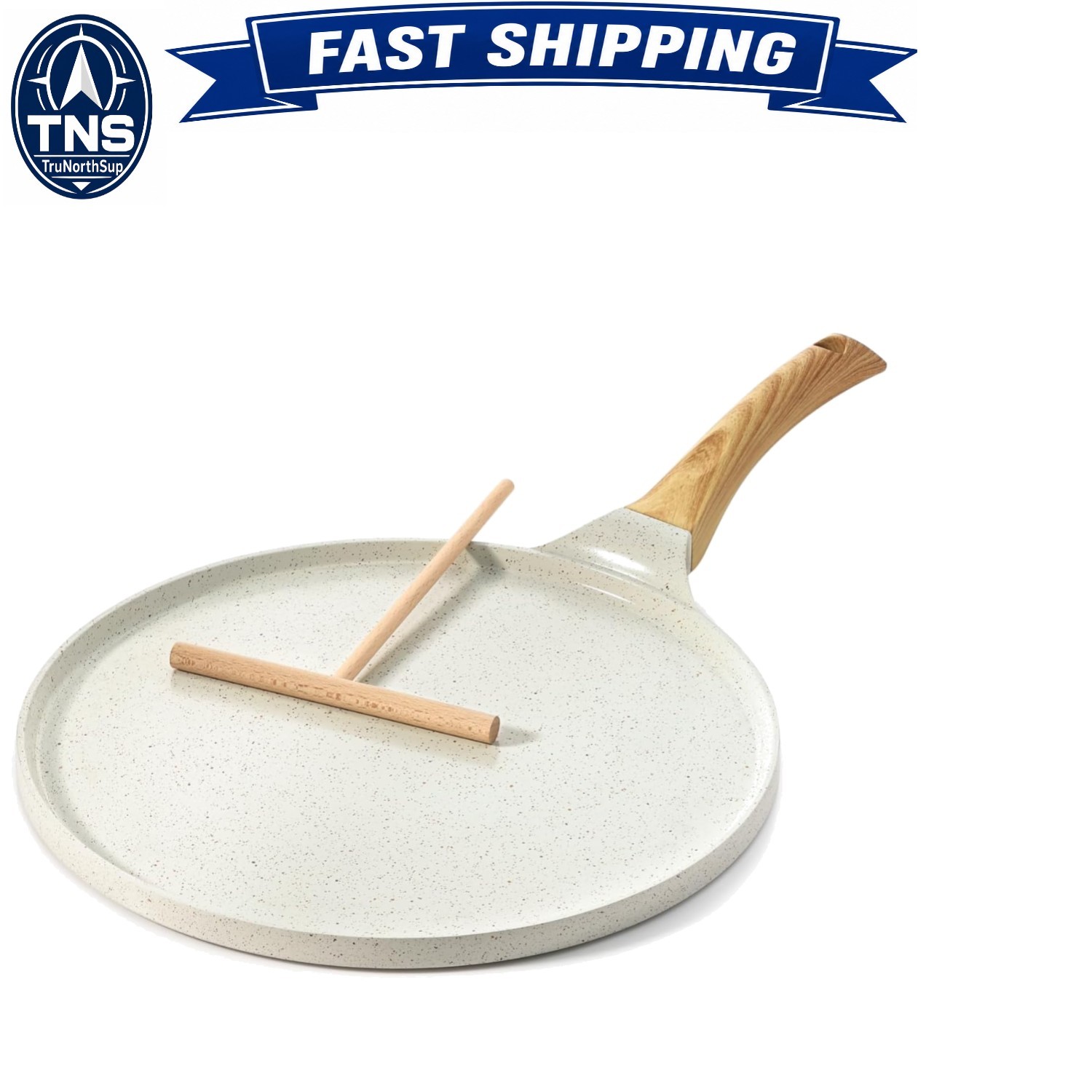 12 Inch Ceramic Non-Stick Crepe Pan Induction Cookware Pancake Skillet White