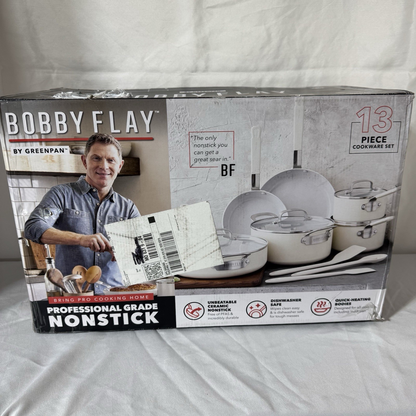 GreenPan Bobby Flay 13 Piece Nonstick Cookware Pans Set PFAS-Free Glass Lids NEW