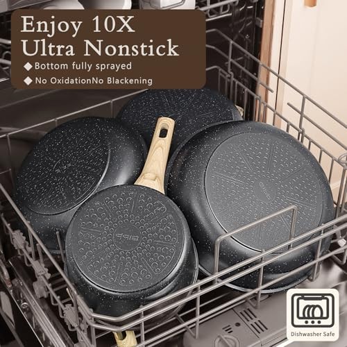 Ceramic Pots and Pans Set Non Stick – 17 Pcs Nonstick Cookware 17PCS Dark Gray