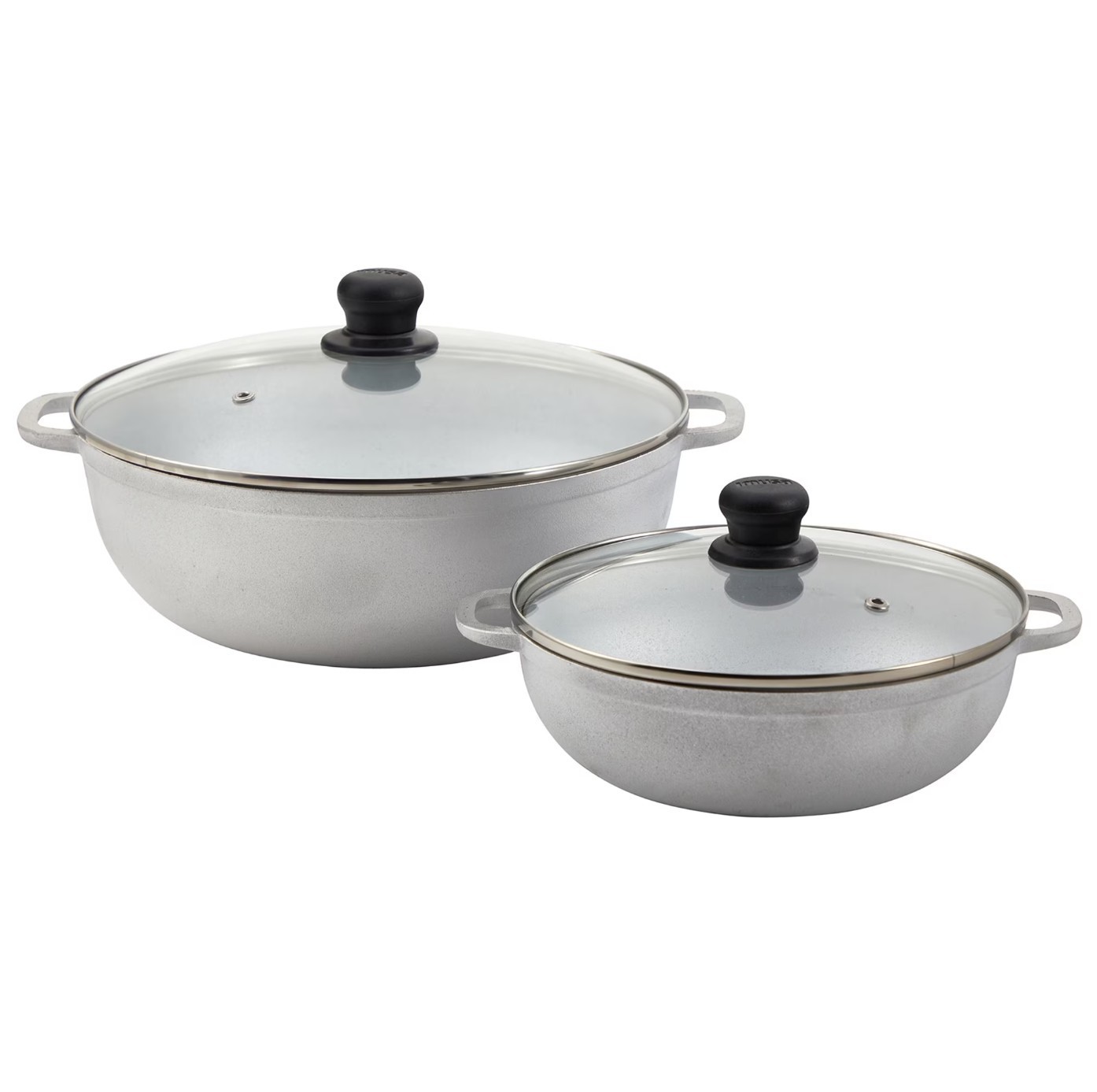 (2 pack) IMUSA 2.5/7.0qt Cast Aluminum Caldero 2pc Set with Glass lid – 22/30cm