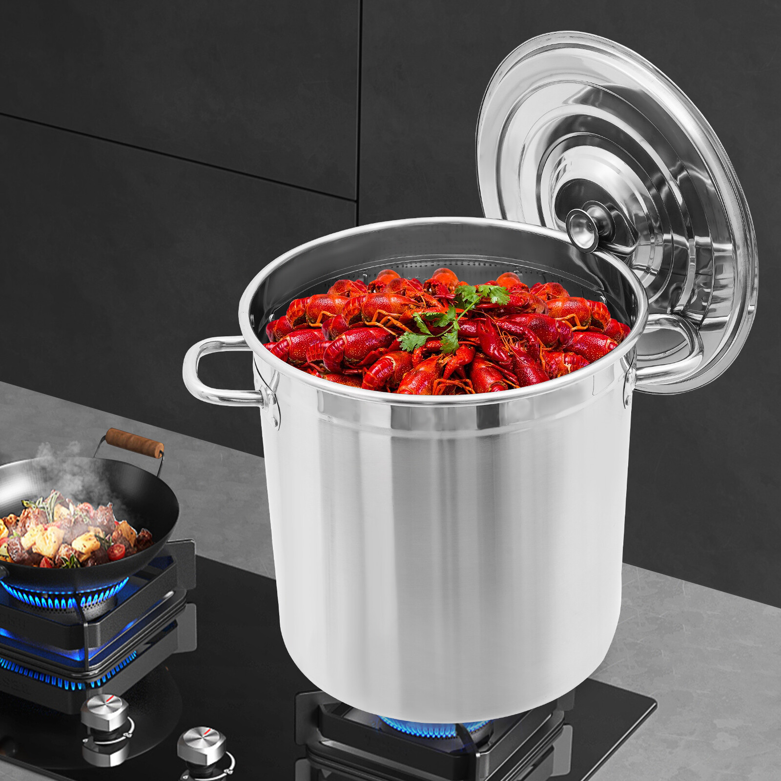 45CM 74L 201 Stainless Steel Stock Pot Outdoor Cooking Pot For Seafood Boiling