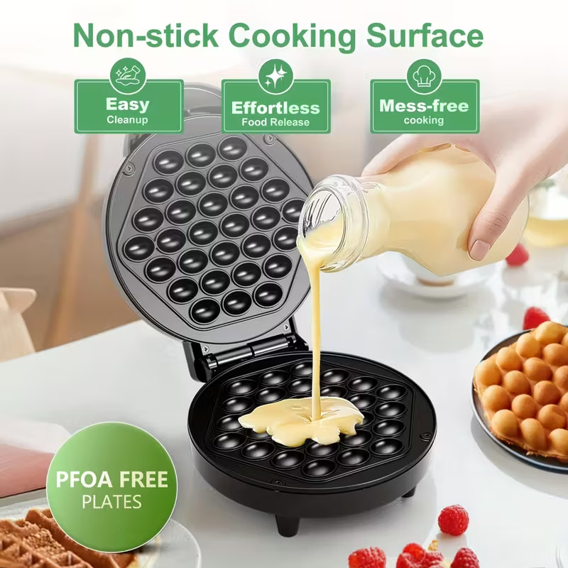 7-Inch Electric Grill for Making Bubble Waffles, Perfect for Hong Kong-Style Egg