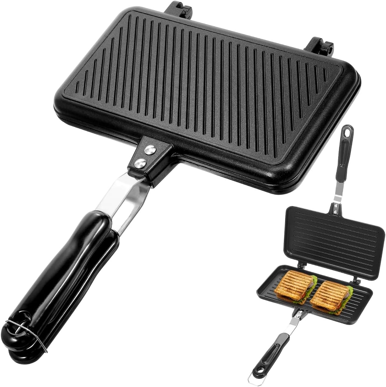 Double- Sided Frying Pan Non- Stick Grill Pan Waffle Maker Sandwich Baking Mold