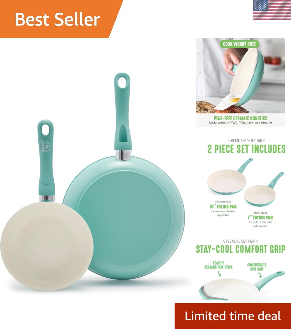 Professional Quality Non-Toxic Frying Pans Set – 7″ & 10″ with Stay-Cool Handles